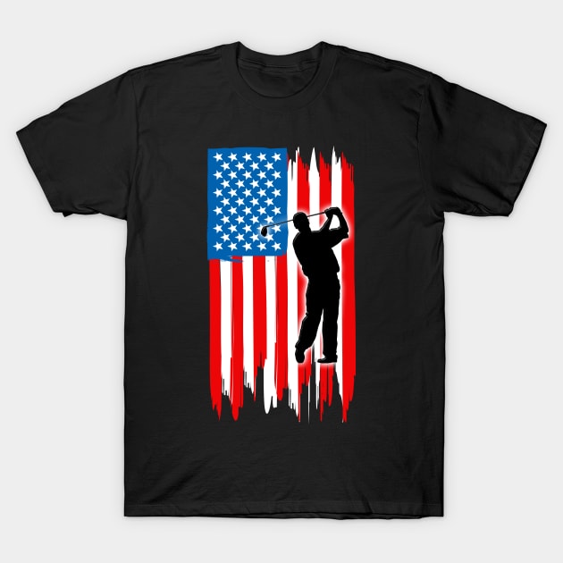 Golf Lover shirt - Golf American flag T-Shirt by Richardph